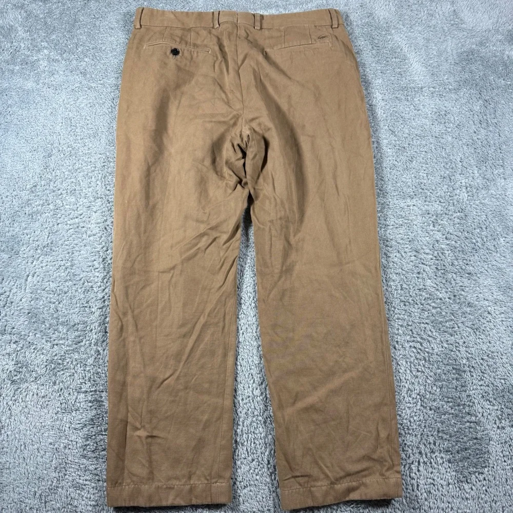 Lacoste Slim Fit Linen Blend Trousers Mens 34x27 Pleated Twill Chinos